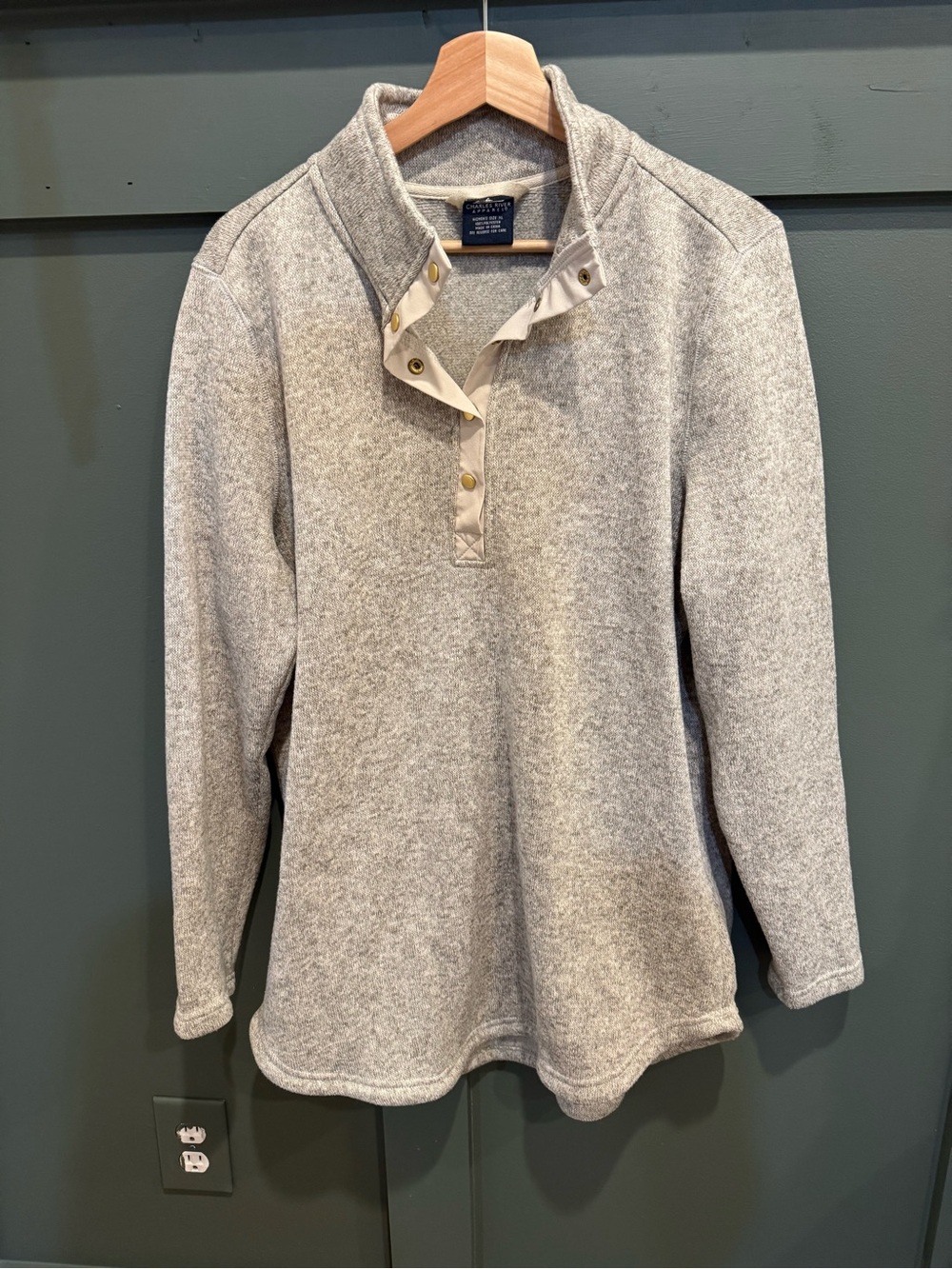 Charles River Apparel Light Heather Gray Snap-Placket Fleece Pullover